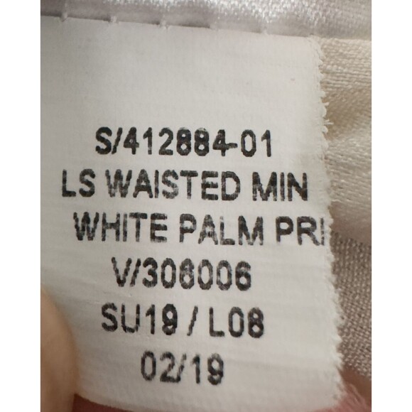 Old Navy Waist Defined Cross Front Crepe Dress Size XL White Palm Print Tropical - Picture 14 of 15